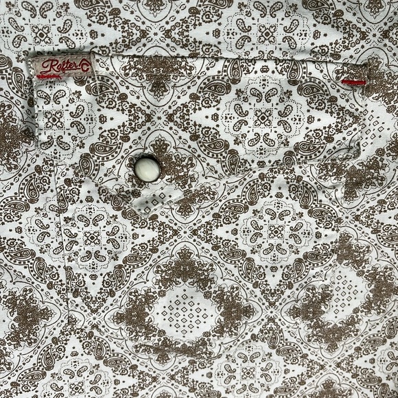 Rafter C Men's Cowboy White and Tan Snap Button Shirt. Size: XL - Picture 2 of 9